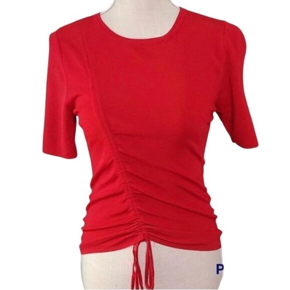 Zara Ruched Bodycon Knit Top in Red Women’s S - Picture 2 of 5